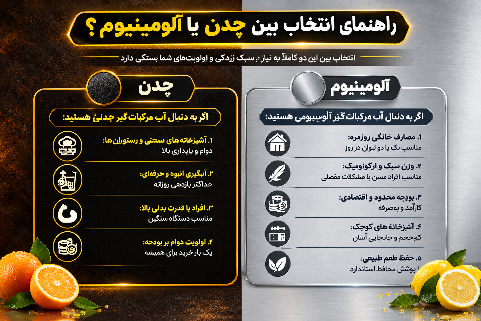 راهنمای انتخاب بین چدن یا آلومینیوم؟