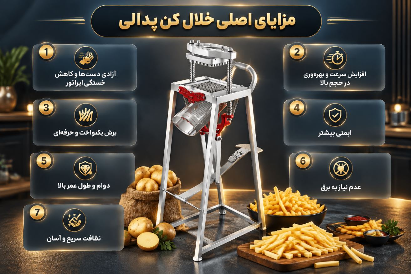 اینفوگراف مزایای خلال کن پدالی